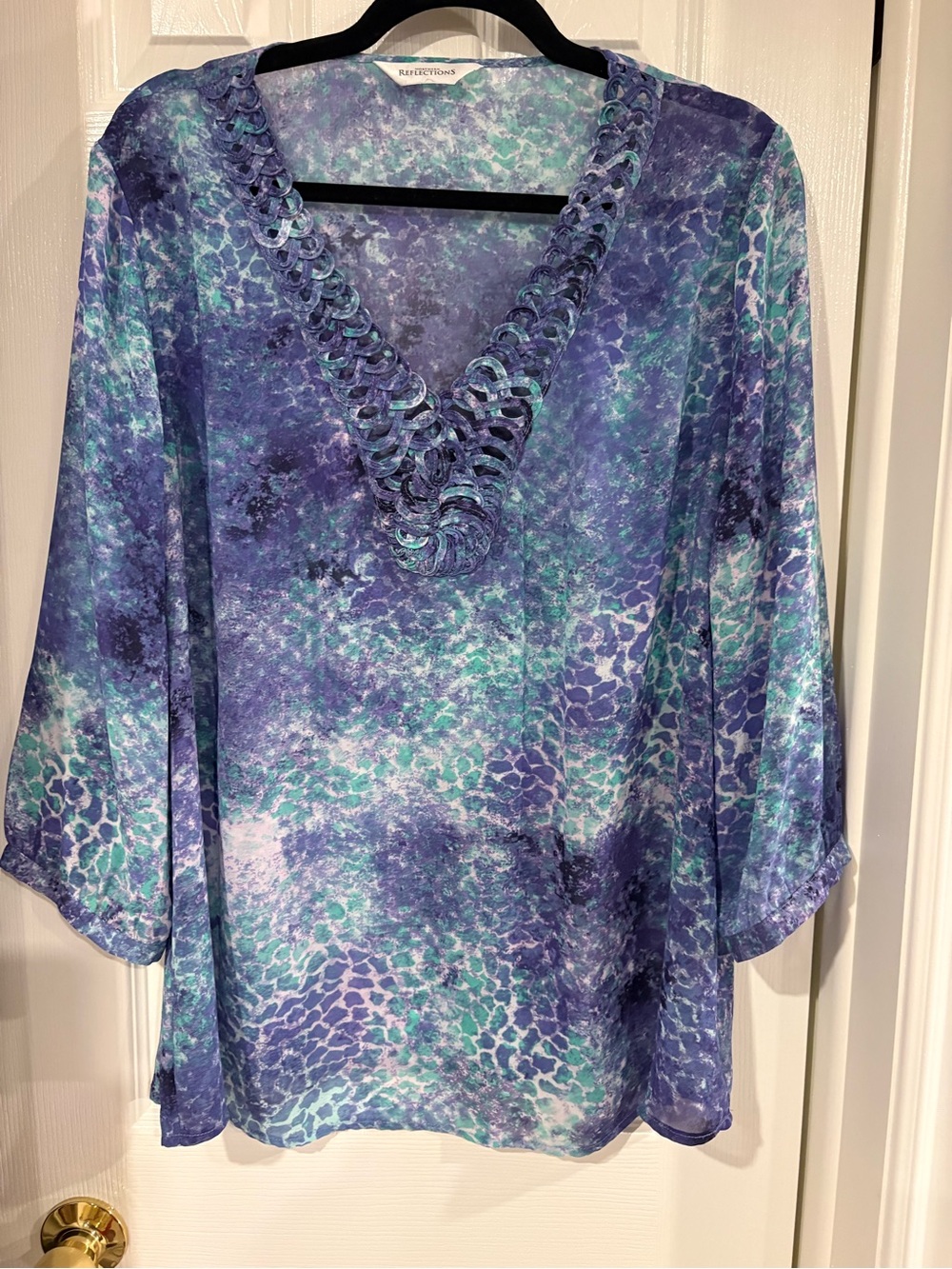 Northern Reflections Teal & Purple V-Neck Printed Tunic